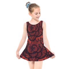 Background Abstract Red Black Kids  Skater Dress Swimsuit