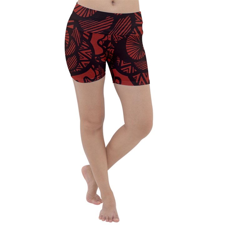 Background Abstract Red Black Lightweight Velour Yoga Shorts