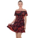 Background Abstract Red Black Off Shoulder Velour Dress View1