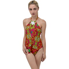 Abstract Background Pattern Doodle Go With The Flow One Piece Swimsuit