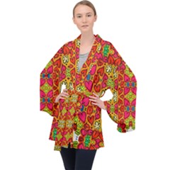 Abstract Background Pattern Doodle Velvet Kimono Robe