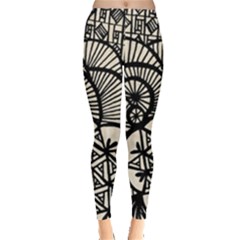 Background Abstract Beige Black Leggings  by Pakrebo