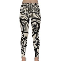 Background Abstract Beige Black Classic Yoga Leggings by Pakrebo