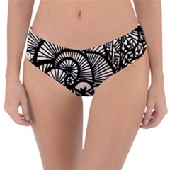 Background Abstract Beige Black Reversible Classic Bikini Bottoms by Pakrebo