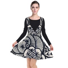 Background Abstract Beige Black Plunge Pinafore Dress