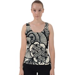 Background Abstract Beige Black Velvet Tank Top by Pakrebo