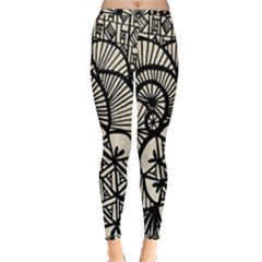 Background Abstract Beige Black Inside Out Leggings by Pakrebo