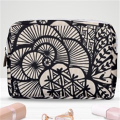 Background Abstract Beige Black Make Up Pouch (medium) by Pakrebo