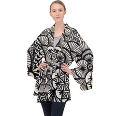 Background Abstract Beige Black Velvet Kimono Robe