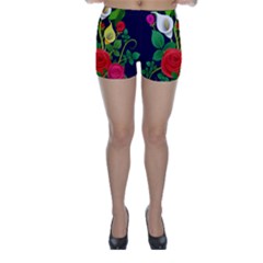 Flowers Charter Flowery Bouquet Skinny Shorts by Pakrebo