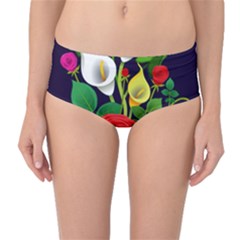 Flowers Charter Flowery Bouquet Mid-waist Bikini Bottoms by Pakrebo