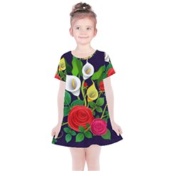 Flowers Charter Flowery Bouquet Kids  Simple Cotton Dress