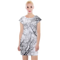 Forest Trees Silhouette Tree Cap Sleeve Bodycon Dress