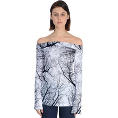 Forest Trees Silhouette Tree Off Shoulder Long Sleeve Top