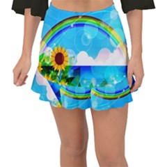 Sunflower And Rainbow Ocean Bokeh Fishtail Mini Chiffon Skirt