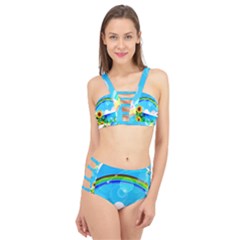 Sunflower And Rainbow Ocean Bokeh Cage Up Bikini Set