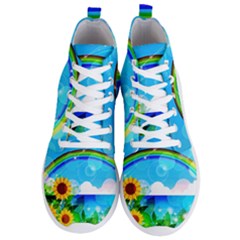 Sunflower And Rainbow Ocean Bokeh Men s Lightweight High Top Sneakers by Pakrebo