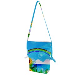 Sunflower And Rainbow Ocean Bokeh Folding Shoulder Bag by Pakrebo