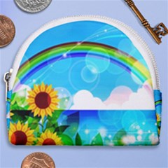 Sunflower And Rainbow Ocean Bokeh Horseshoe Style Canvas Pouch