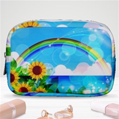 Sunflower And Rainbow Ocean Bokeh Make Up Pouch (small) by Pakrebo