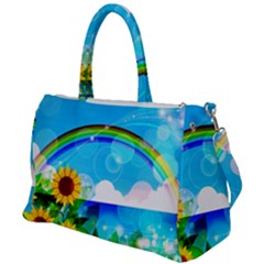 Sunflower And Rainbow Ocean Bokeh Duffel Travel Bag by Pakrebo