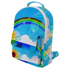 Sunflower And Rainbow Ocean Bokeh Flap Pocket Backpack (small)