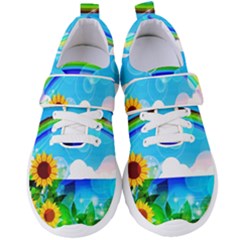 Sunflower And Rainbow Ocean Bokeh Women s Velcro Strap Shoes