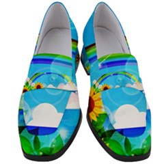 Sunflower And Rainbow Ocean Bokeh Women s Chunky Heel Loafers