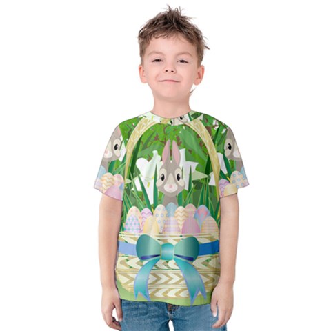 Graphic Easter Easter Basket Spring Kids  Cotton Tee by Pakrebo