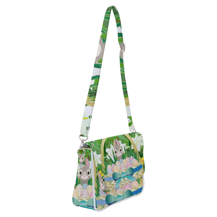 Graphic Easter Easter Basket Spring Shoulder Bag with Back Zipper