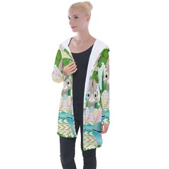 Graphic Easter Easter Basket Spring Longline Hooded Cardigan