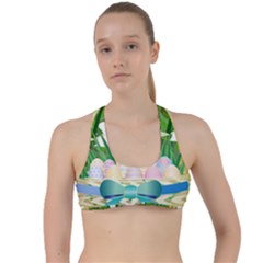 Graphic Easter Easter Basket Spring Criss Cross Racerback Sports Bra by Pakrebo