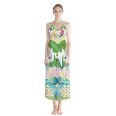 Graphic Easter Easter Basket Spring Button Up Chiffon Maxi Dress