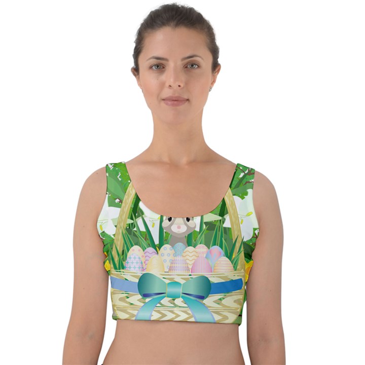 Graphic Easter Easter Basket Spring Velvet Crop Top