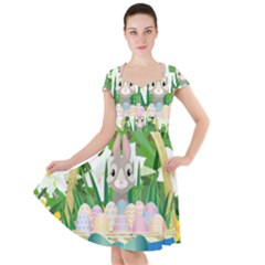 Graphic Easter Easter Basket Spring Cap Sleeve Midi Dress