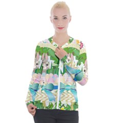 Graphic Easter Easter Basket Spring Casual Zip Up Jacket