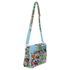 Zoo Animals Peacock Lion Hippo Shoulder Bag With Back Zipper