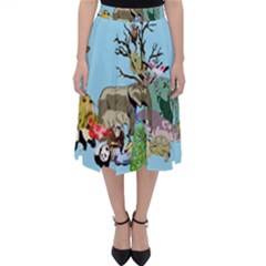 Zoo Animals Peacock Lion Hippo Classic Midi Skirt by Pakrebo