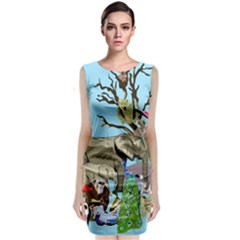 Zoo Animals Peacock Lion Hippo Classic Sleeveless Midi Dress by Pakrebo