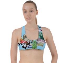 Zoo Animals Peacock Lion Hippo Criss Cross Racerback Sports Bra by Pakrebo