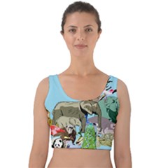 Zoo Animals Peacock Lion Hippo Velvet Crop Top