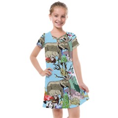 Zoo Animals Peacock Lion Hippo Kids  Cross Web Dress by Pakrebo