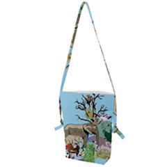 Zoo Animals Peacock Lion Hippo Folding Shoulder Bag