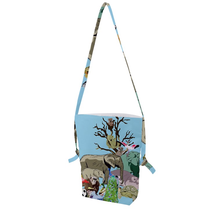 Zoo Animals Peacock Lion Hippo Folding Shoulder Bag