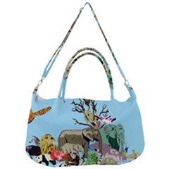 Zoo Animals Peacock Lion Hippo Removal Strap Handbag