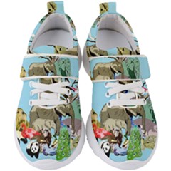 Zoo Animals Peacock Lion Hippo Kids  Velcro Strap Shoes