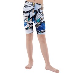 Art Fish Salmon Sydney Metal Kids  Mid Length Swim Shorts by Pakrebo