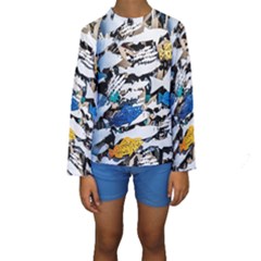 Art Fish Salmon Sydney Metal Kids  Long Sleeve Swimwear by Pakrebo