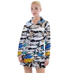 Art Fish Salmon Sydney Metal Women s Long Sleeve Casual Dress