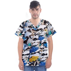 Art Fish Salmon Sydney Metal Men s V-neck Scrub Top